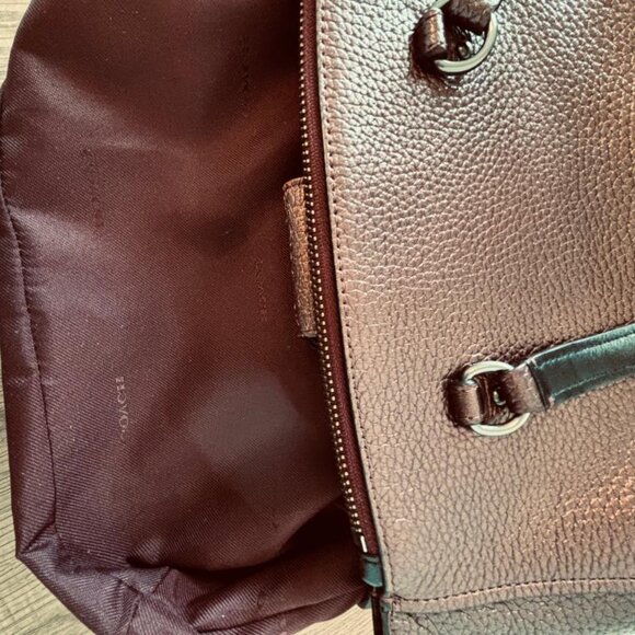 Coach Stanton Carryall Satchel Metallic Cherry Pebbled Leather Detachable Strap - Picture 10 of 10